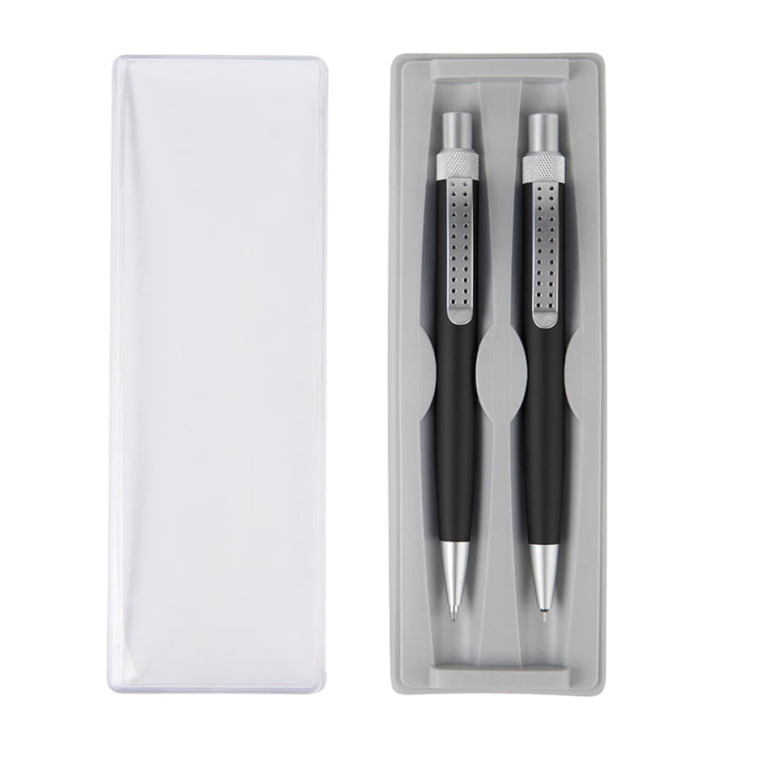 SUMO SET, набор в футляре: ручка шариковая и карандаш механический, черный/серебристый, металл/пласт