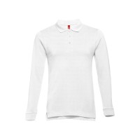 Рубашка-поло мужская BERN, д/р, белый, 2XL, 100% хлопок, плотность 210 г/м2