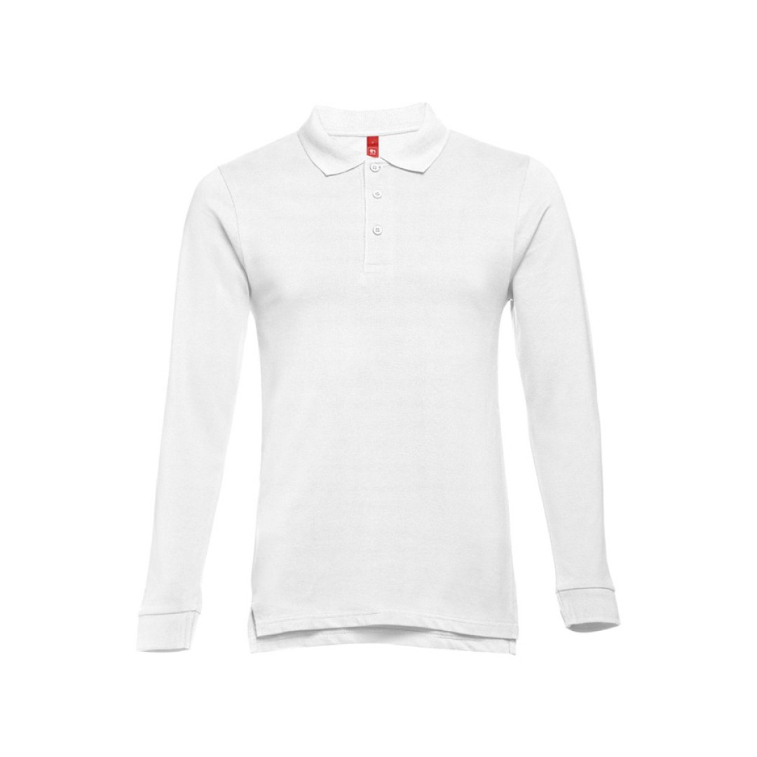 Рубашка-поло мужская BERN, д/р, белый, S, 100% хлопок, плотность 210 г/м2