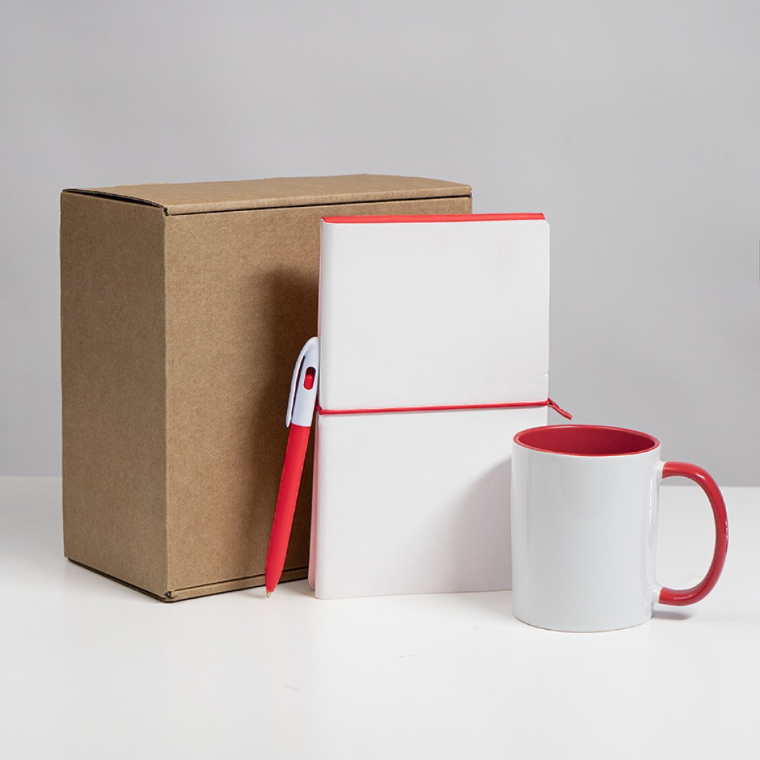 Набор подарочный WHITE VEIL: блокнот, ручка, кружка, белый/красный