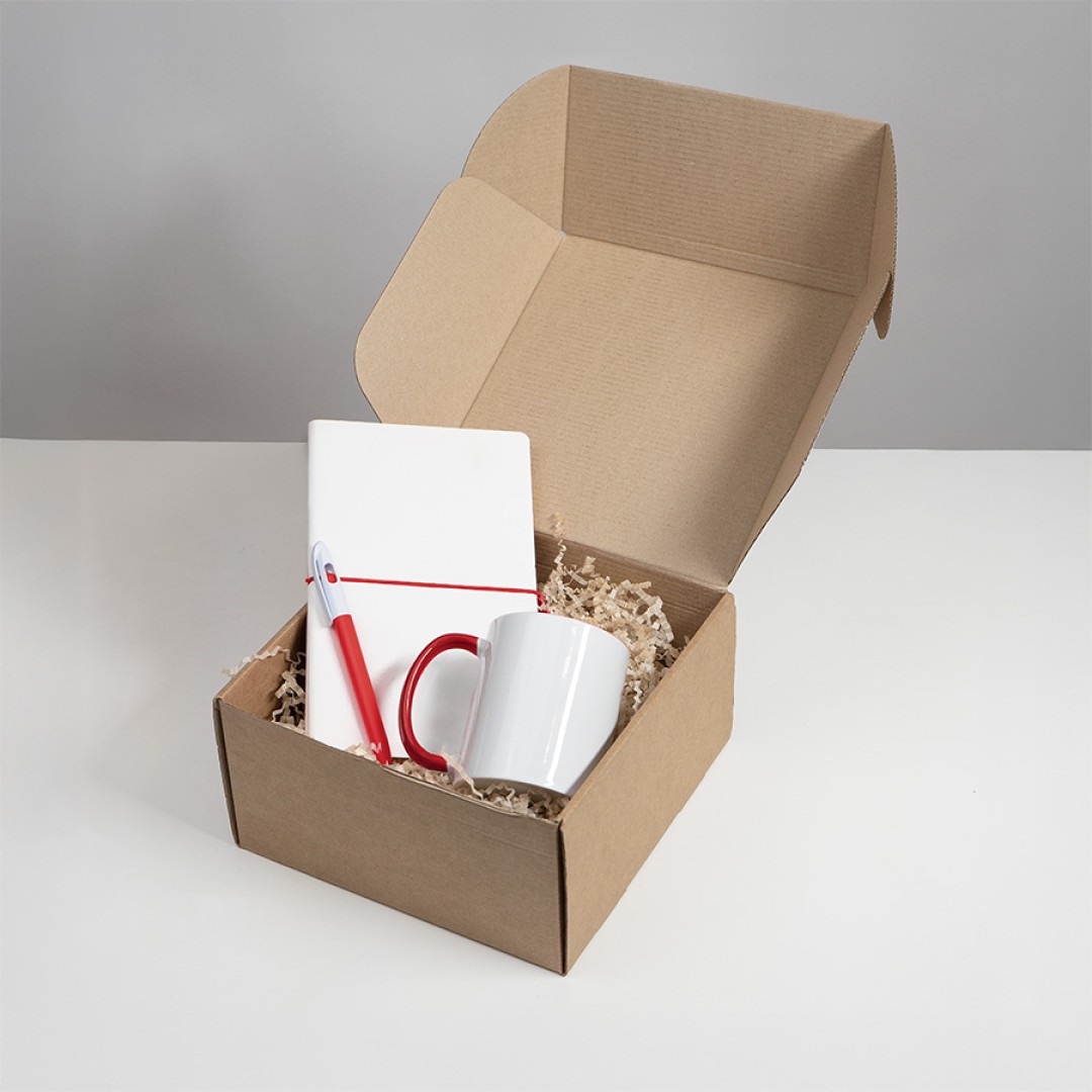 Набор подарочный WHITE VEIL: блокнот, ручка, кружка, белый/красный