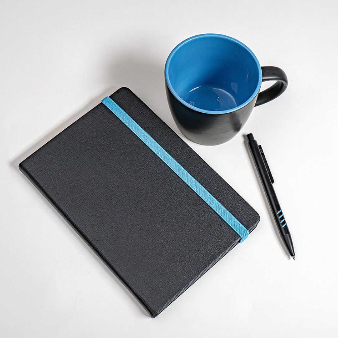 Набор подарочный HYPER: кружка, ежедневник, ручка, черный/голубой