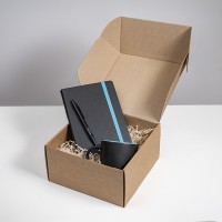 Набор подарочный HYPER: кружка, ежедневник, ручка, черный/голубой