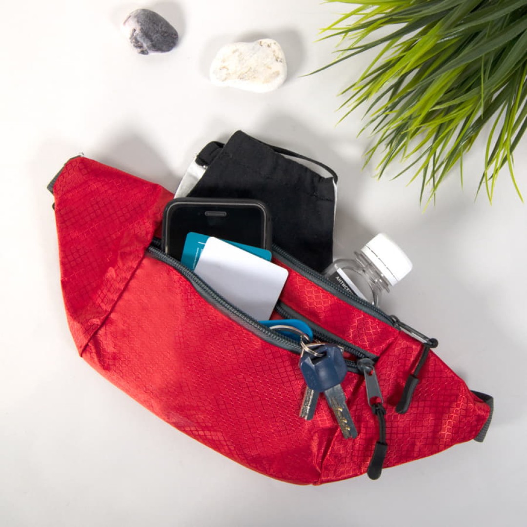 Сумка на пояс MENDEL, красный, 31x11,5 см, 100% полиэстер рипстоп