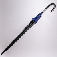 Зонт-трость "Back to black", полуавтомат, 100% полиэстер, черный с синим