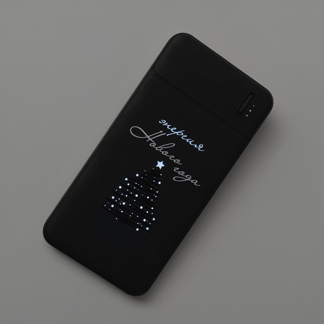 Универсальный аккумулятор Flash 10 (10000 мАч) с подсветкой и soft touch,черный,13,7х6,87х1,55мм