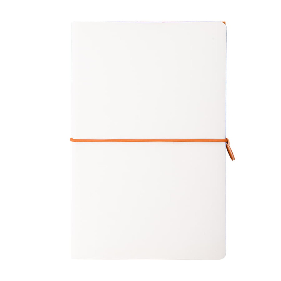 Бизнес-блокнот "Combi", 130*210 мм, бело-оранжевый, кремовый форзац, гибкая обложка, в клетку/нелин