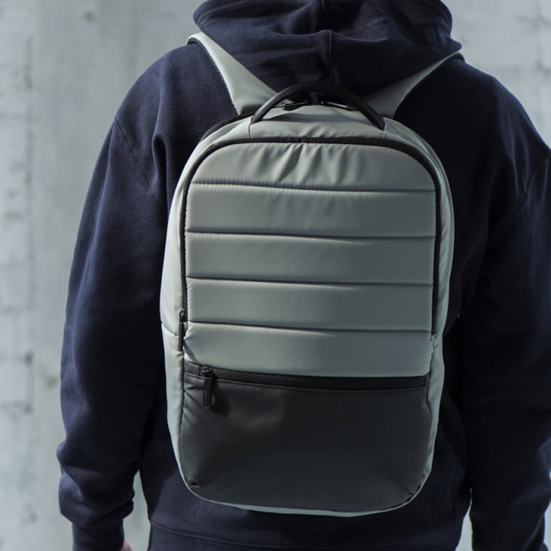 Рюкзак водостойкий 'Stian", серый/черный, 42х28х12 см, 100% полиэстер