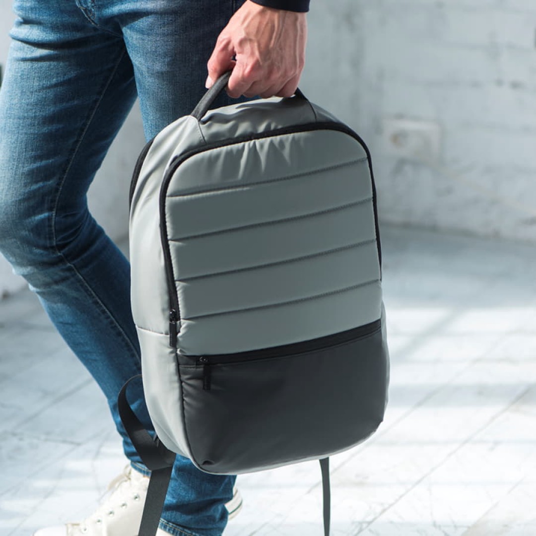 Рюкзак водостойкий 'Stian", серый/черный, 42х28х12 см, 100% полиэстер