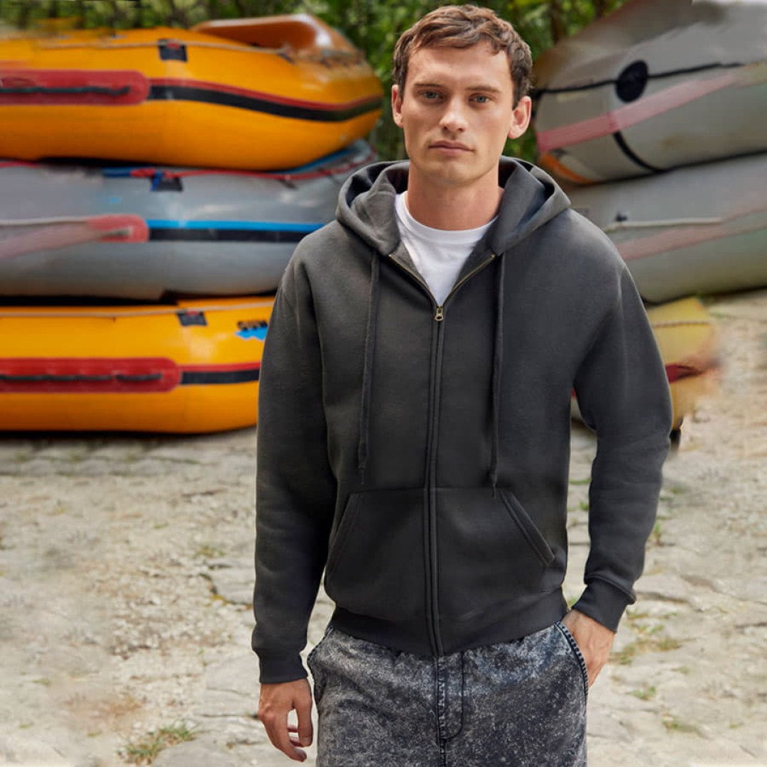 Толстовка "PREMIUM HOODED SWEAT JACKET", глубокий темно-синий_2XL, 70% х/б, 30% п/э, 280 г/м2