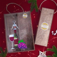 Ящик подарочный WINOTEKA с ручкой, дерево, акрил, 34,5 х 11,5 х 11 см