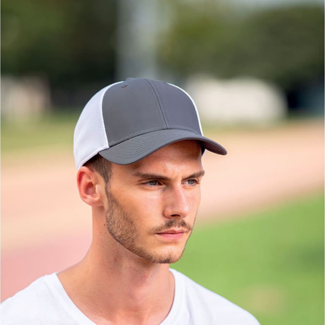 Бейсболка "Campus", 6 клиньев, белый/красный, 100% полиамид, 244 г/м2