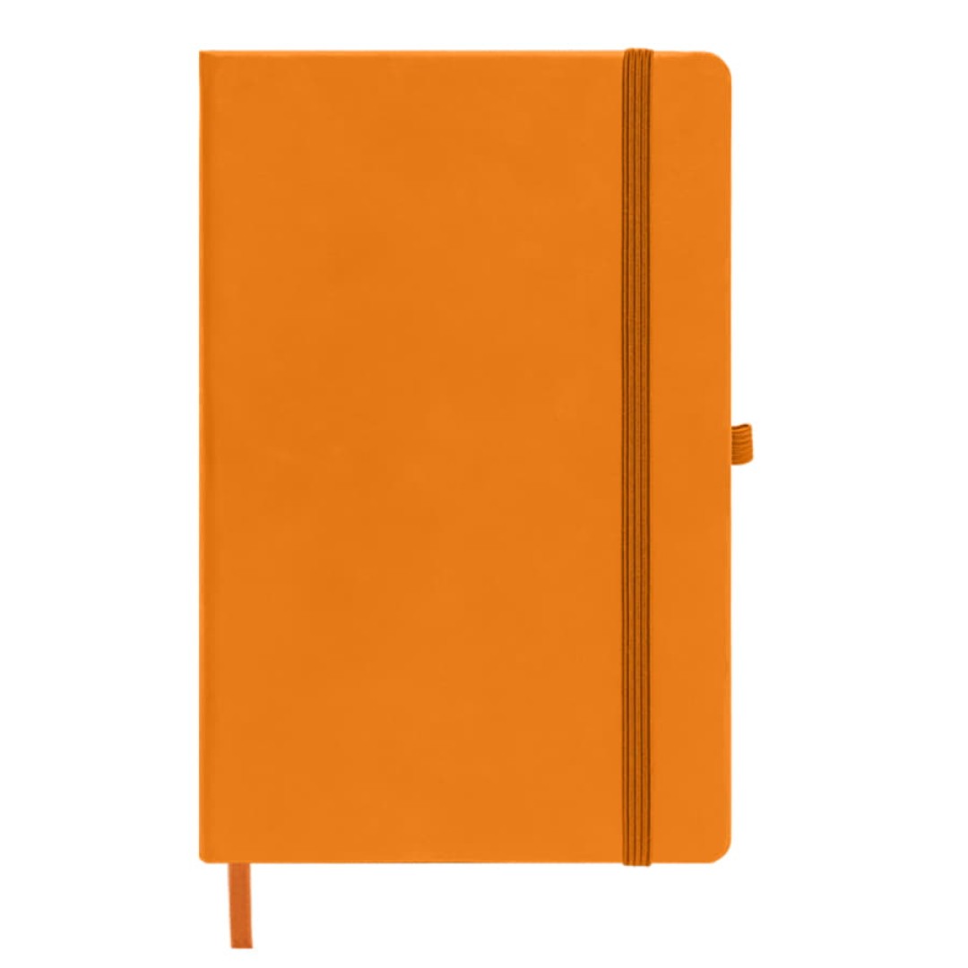 Бизнес-блокнот А5  "Silky", оранжевый,  твердая обложка,  в клетку