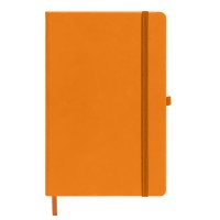 Бизнес-блокнот А5  "Silky", оранжевый,  твердая обложка,  в клетку