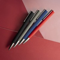 Ручка шариковая ELEGANCE с покрытием soft touch, красный/темно-серый, металл, пластик