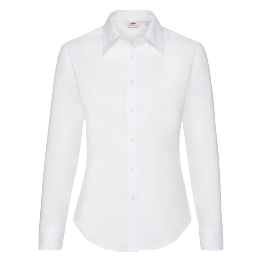 Рубашка "Lady-Fit Long Sleeve Oxford Shirt", белый_M, 70% х/б, 30% п/э, 130 г/м2