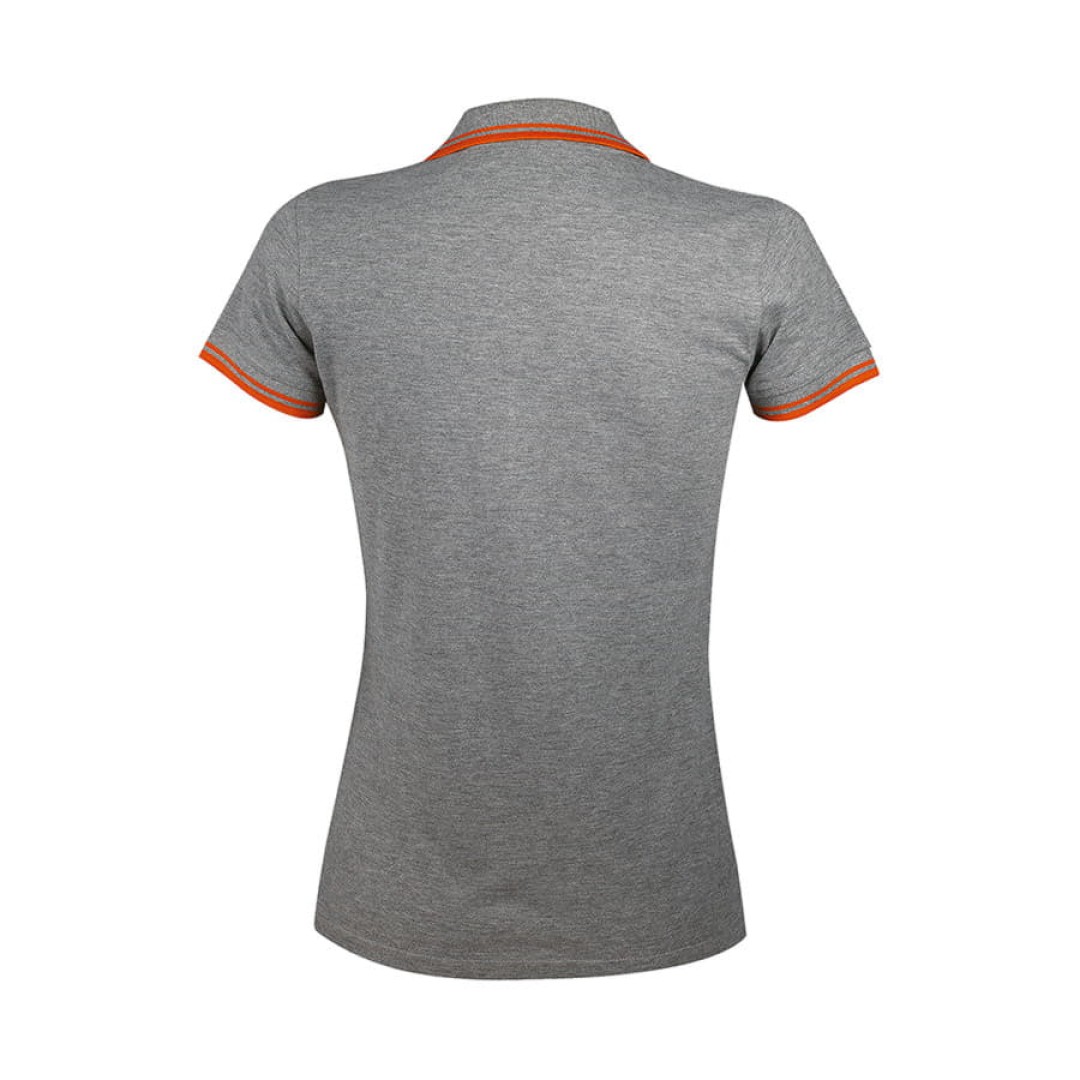Поло "Pasadena Women", серый-меланж, оранжевый_L, 100% х/б, 200г/м2