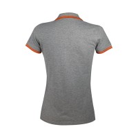 Поло "Pasadena Women", серый-меланж, оранжевый_L, 100% х/б, 200г/м2