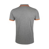 Поло "Pasadena Men" серый-меланж, оранжевый_S, 100% х/б, 200г/м2