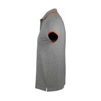 Поло "Pasadena Men" серый-меланж, оранжевый_S, 100% х/б, 200г/м2