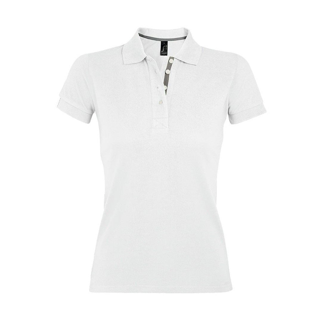 Поло "Portland Women", белый, серый_2XL, 100% х/б, 200г/м2