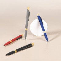 Ручка шариковая FRESCO  красный/темно-серый, металл, пластик, ,бамбук, софт-покрытие