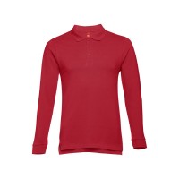 Рубашка-поло мужская BERN, д/р, бордовый, 3XL, 100% хлопок, плотность 210 г/м2