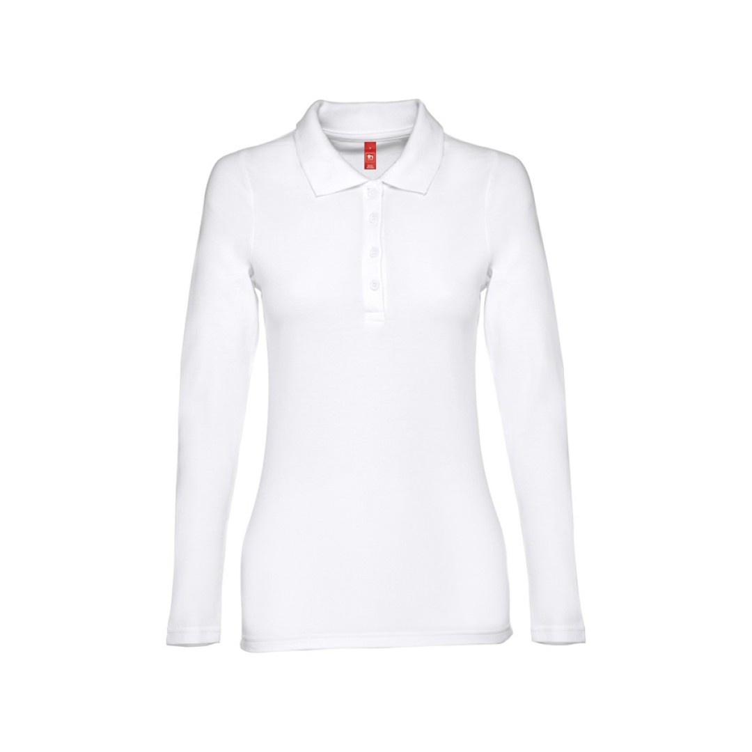 Рубашка-поло женская BERN WOMEN, д/р, белый, 2XL, 100% хлопок, плотность 210 г/м2