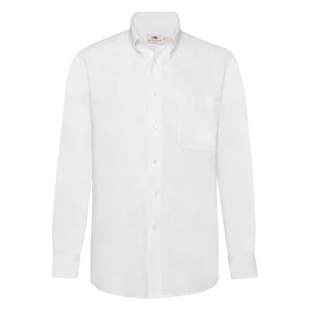 Рубашка "Long Sleeve Oxford Shirt", белый_L, 70% х/б, 30% п/э, 130 г/м2