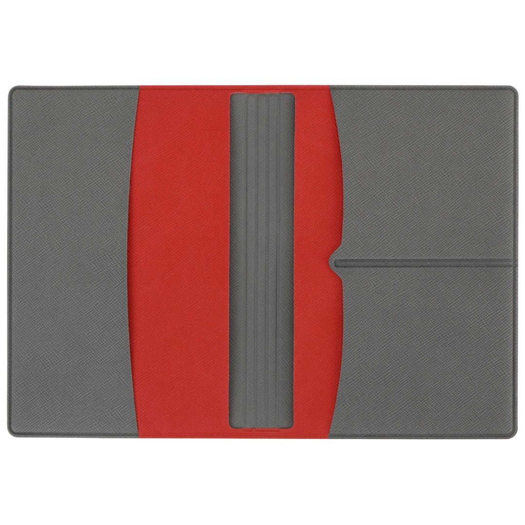 Обложка для паспорта с RFID защитой отделений для пластиковых карт "Favor", красная/серая