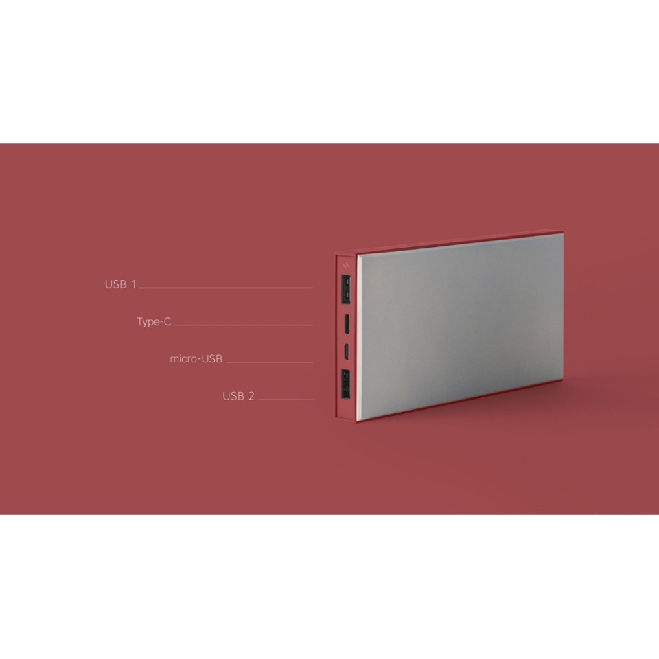 Внешний аккумулятор Rombica NEO ARIA Claret, 10000 мАч, Soft-touch, PD, QCharge, Type-C, бордовый (Р)