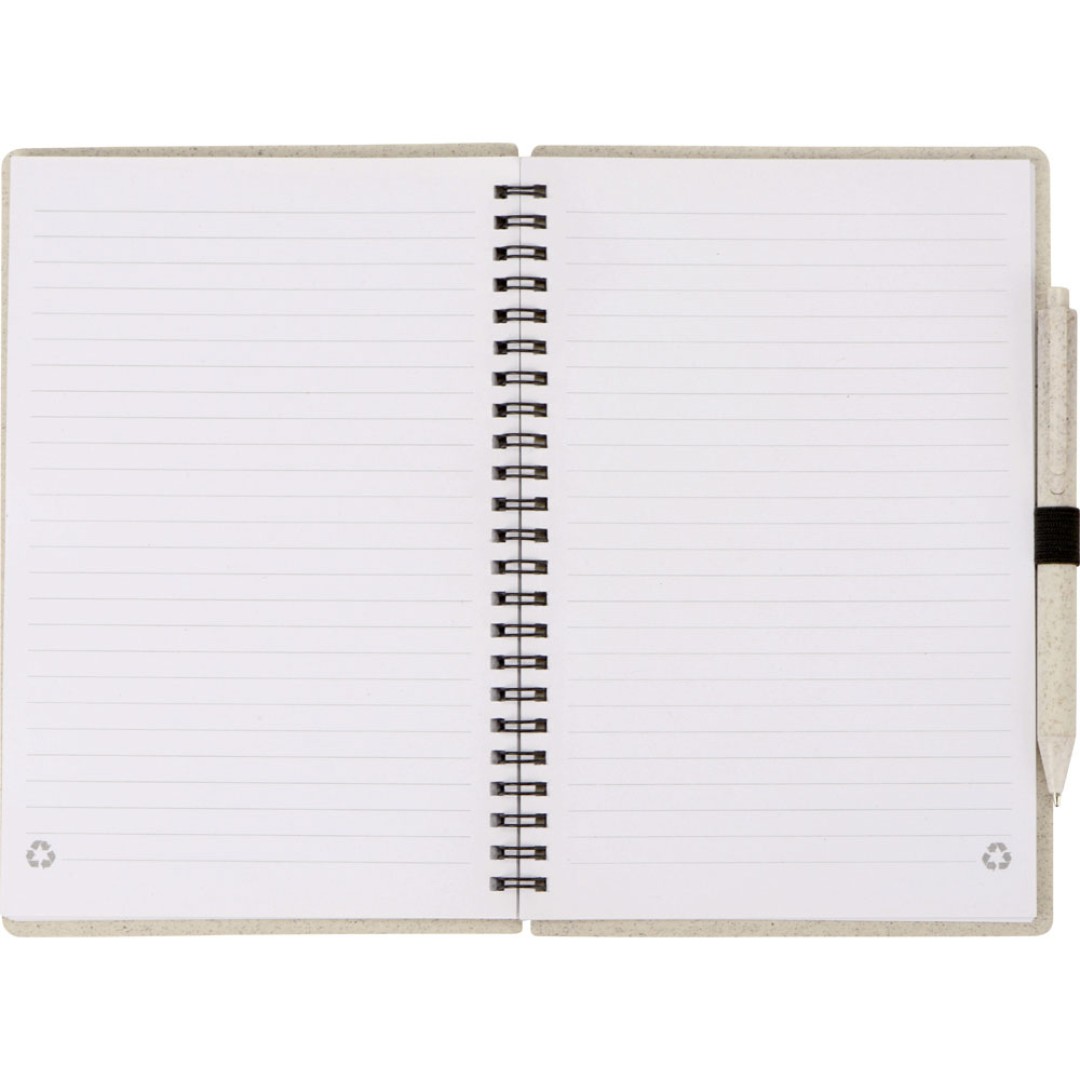 Блокнот А5 «Toledo M», бежевый + ручка шариковая «Pianta» из пшеничной соломы, бежевый