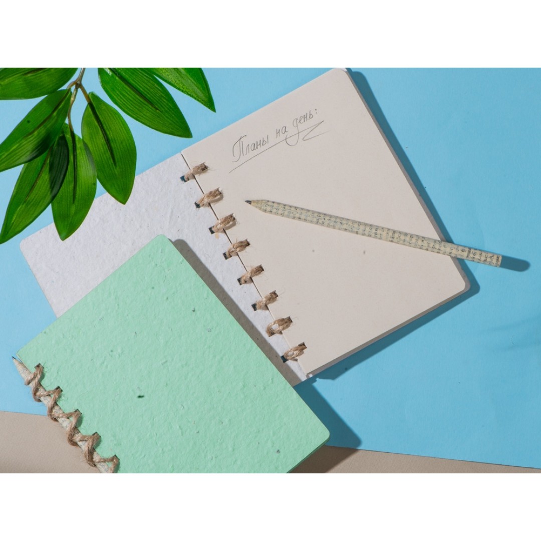 Живой блокнот с семенами цветов, А6, зеленое яблоко