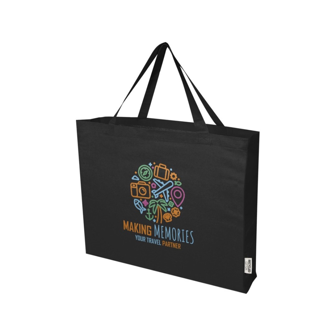 Odessa большая эко-сумка из переработанного хлопка, сертифицированного согласно GRS, плотностью 220 г/м2 - сплошной черный