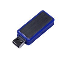 USB-флешка промо на 32 Гб прямоугольной формы, выдвижной механизм, синий