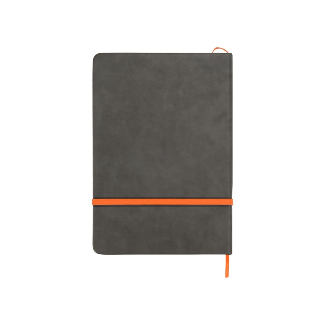 Блокнот «Color» линованный А5 в твердой обложке с резинкой, серый/оранжевый (P)