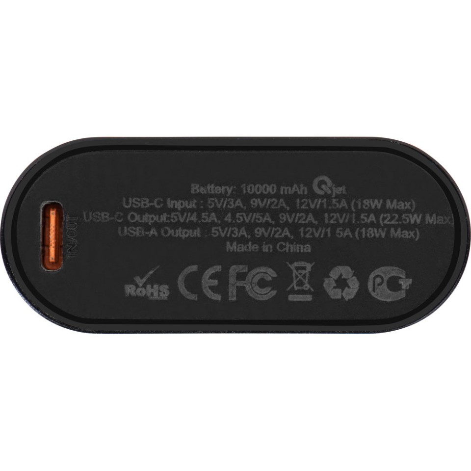 Внешний аккумулятор с QC/PD "Qwik", 10000 mah, черный (Р)