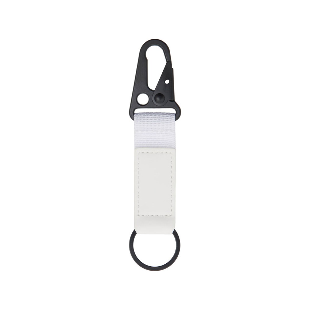 Брелок-ремувка "Carabinier" из ткани с вставкой из экокожи и карабином, белый