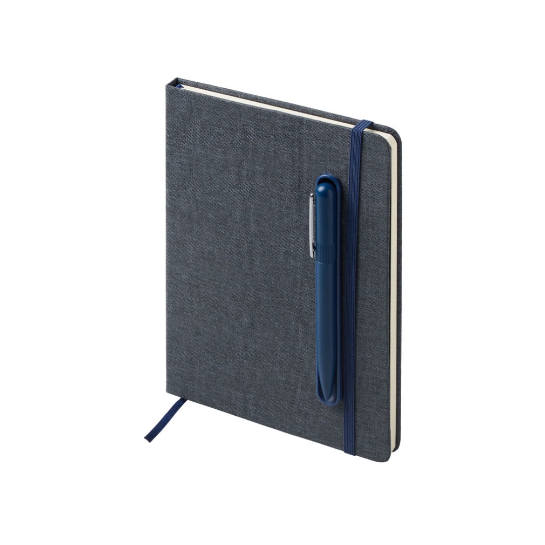 Набор блокнот А5 с магнитным держателем для ручки и подставкой для телефона и металлической шариковой ручкой "NotaBene", темно-синий