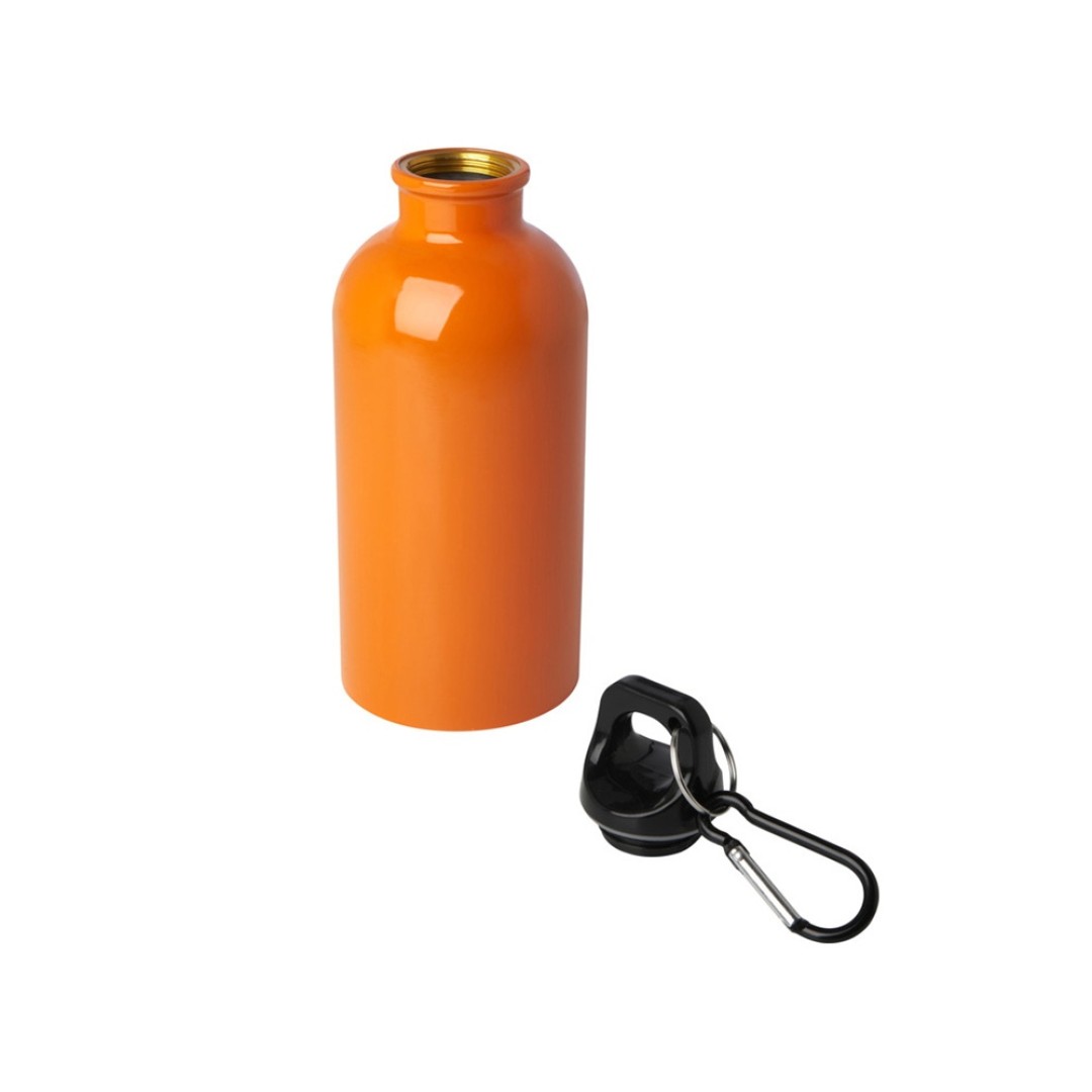 Одностенная бутылка для воды с карабином Oregon, изготовленная из нержавеющей стали, сертифицированной по стандарту RCS, объемом 400 мл - Оранжевый
