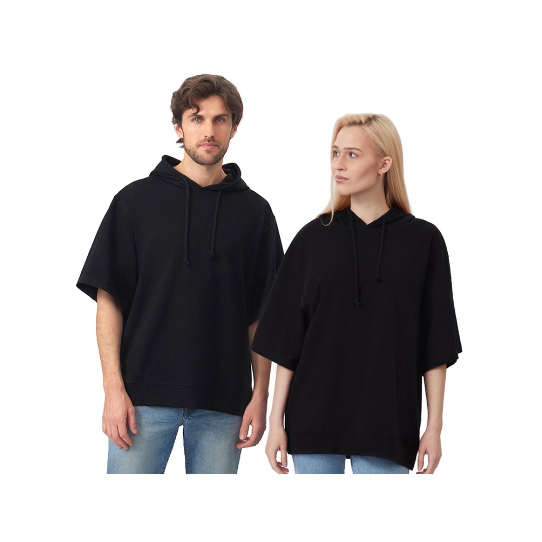 Худи оверсайз с коротким рукавом «Warsaw» унисекс, черный