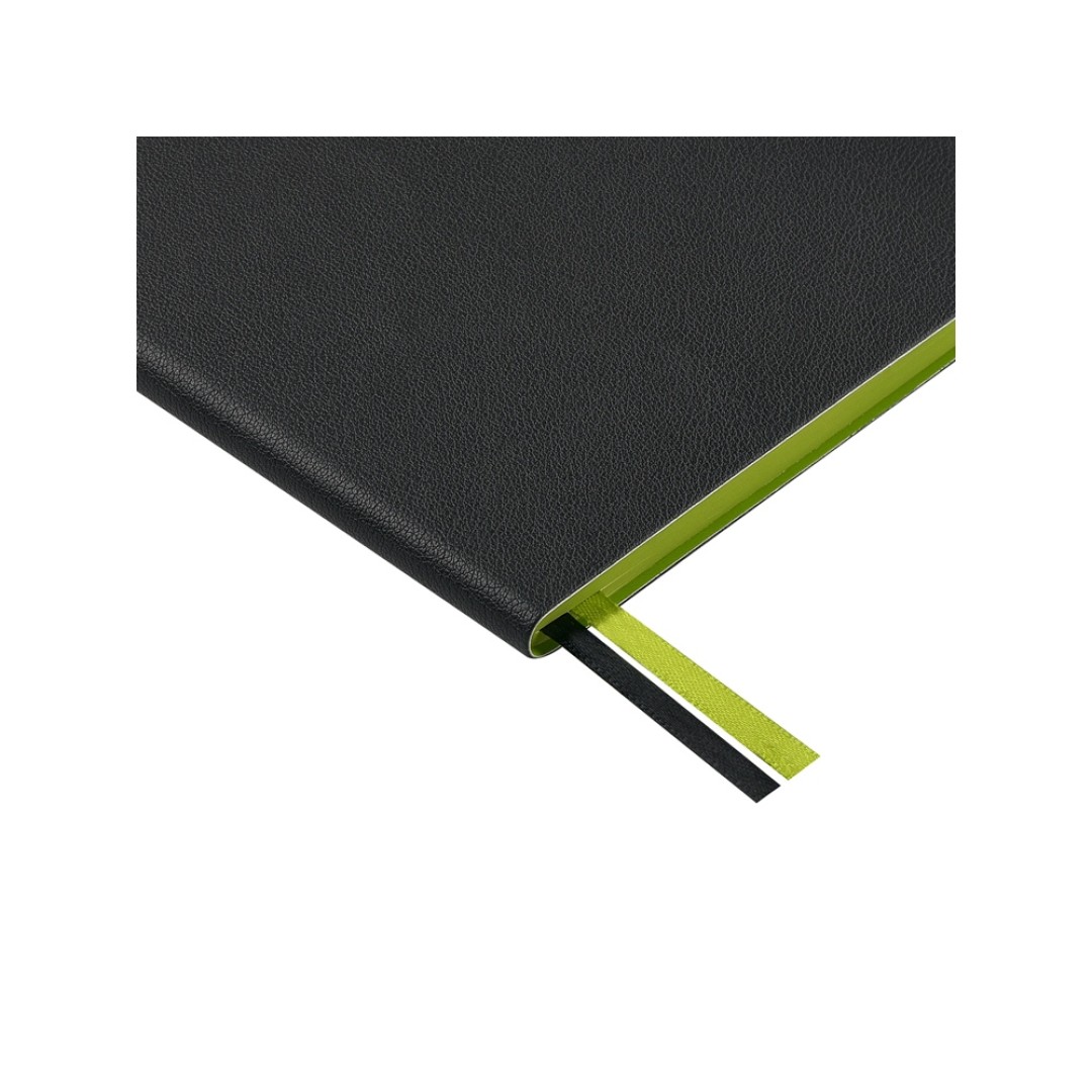 Блокнот А5 "Boston", черный с салатовым срезом