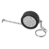 Брелок-рулетка "Шина", 1 м., черный/серебристый