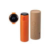 Вакуумная термокружка Waterline с медной изоляцией «Bravo», 400 мл, тубус, оранжевый