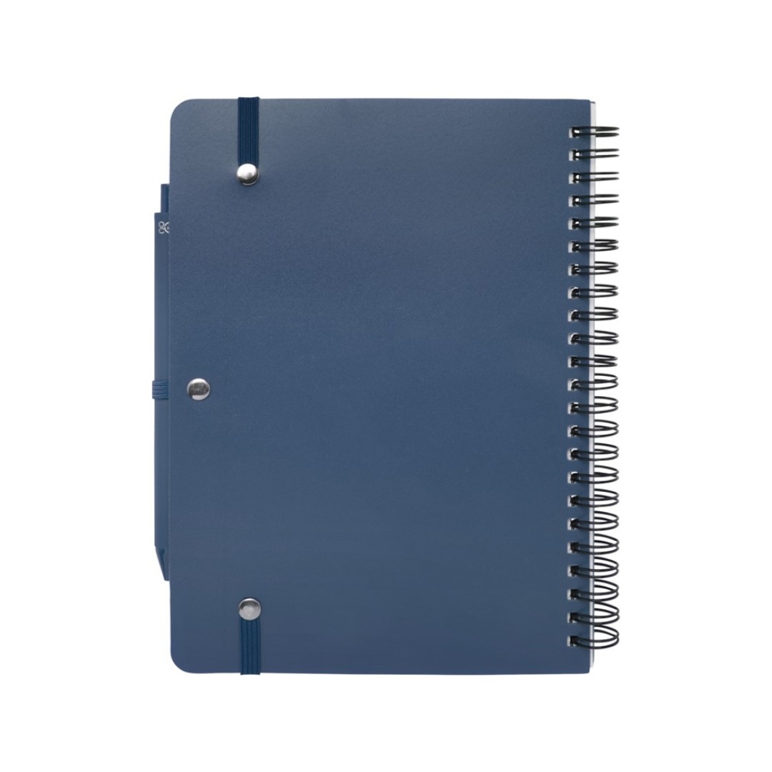 Блокнот Thalaasa формата А5 в твердой обложке из океанического пластика с шариковой ручкой - Синий