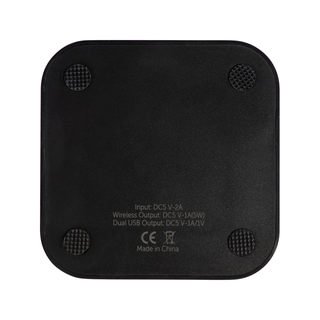 Беспроводная зарядка «Tile» с 2 USB-A, 5 Вт, черный