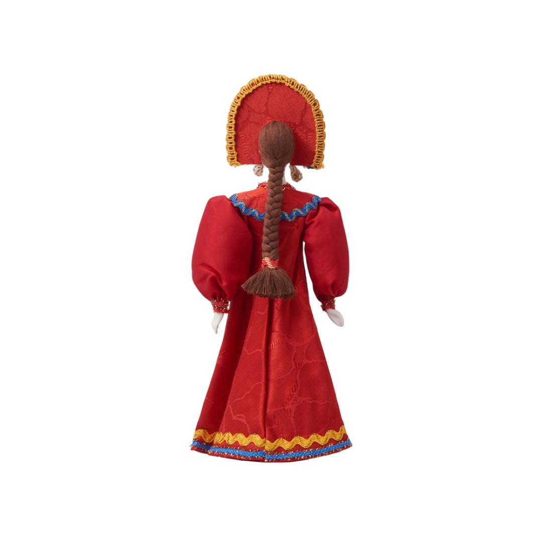 Подарочный набор: кукла фарфоровая, чай "Малина с мятой", красный