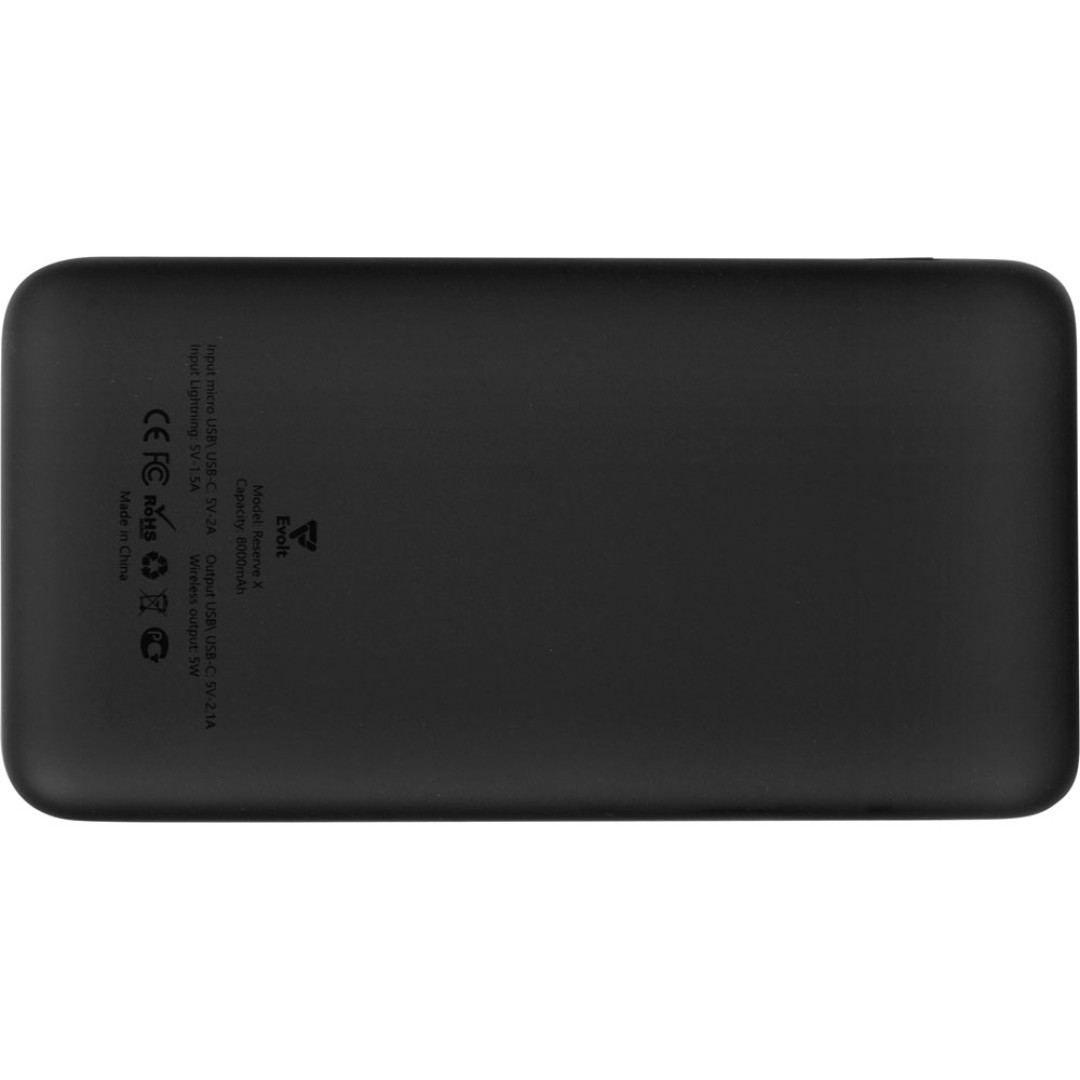 Внешний беспроводной аккумулятор с подсветкой лого «Reserve X» v.2, 8000 mAh, ярко-черный
