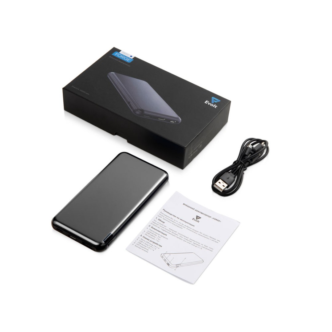 Внешний аккумулятор «Forge» v.2, металл, 10000mah, серый