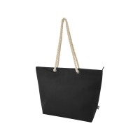 Panama пляжная эко-сумка-холодильник из переработанного материала, с ручками-шнурками 23L, сплошной черный